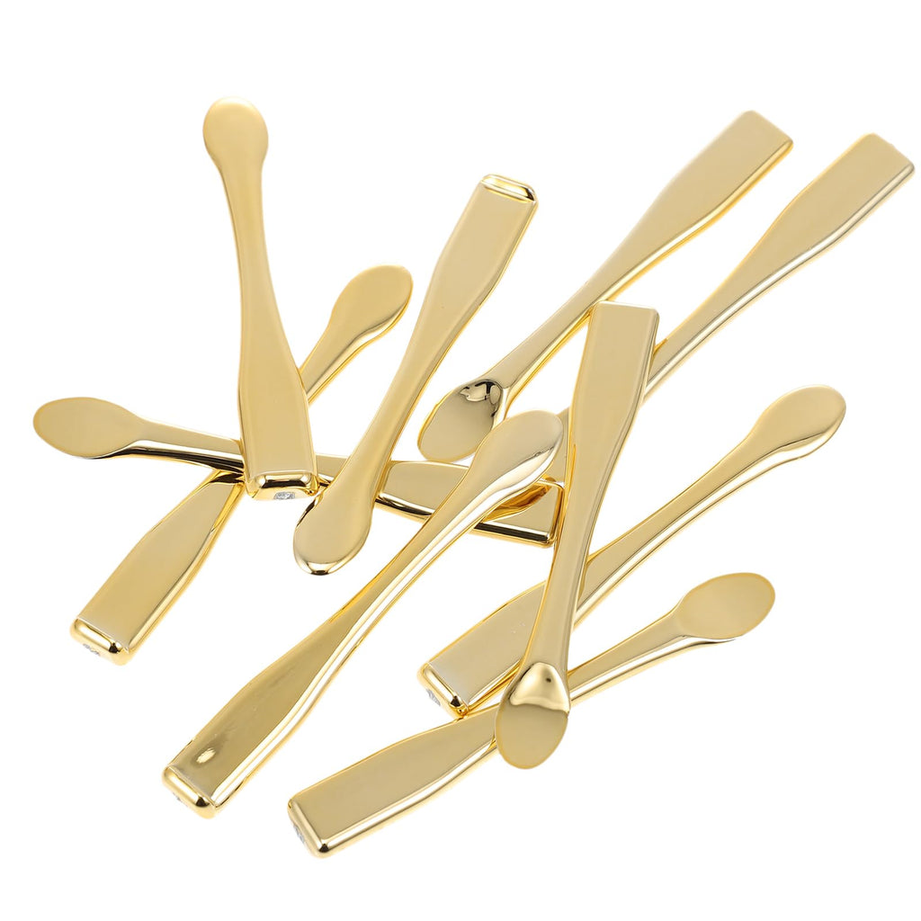 FOMIYES 50 Pcs Eye Cream Spatula – Gold Plastic Spatulas for Skincare, Hygienic & Travel-Friendly