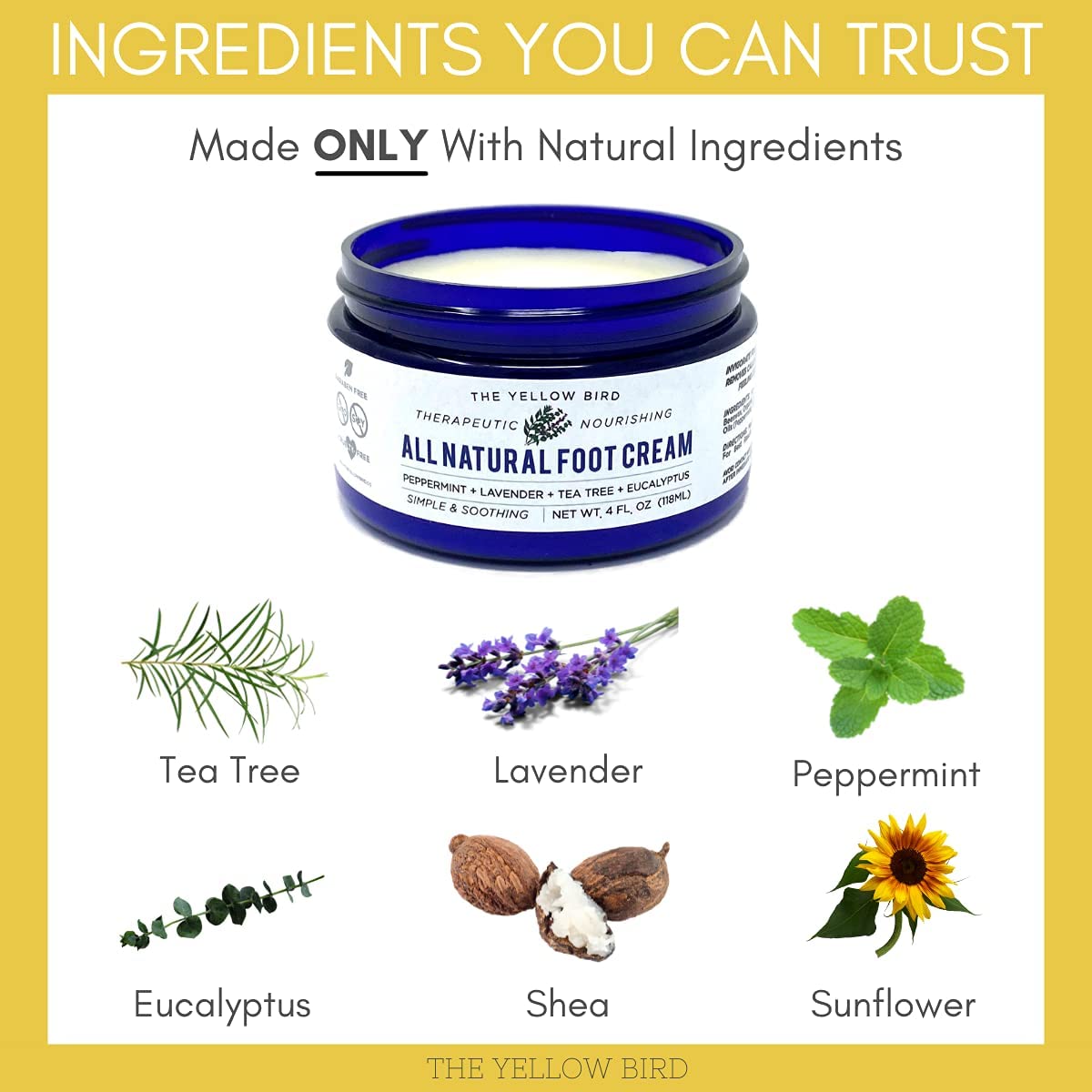 Yellow Bird Foot Cream 2 Pack Bundle - Natural Dry & Itchy Feet Repair Balm