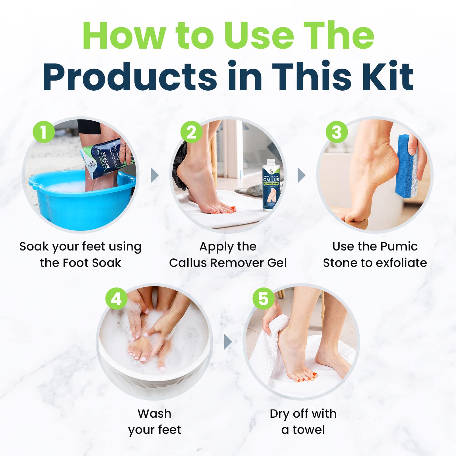 Foot Cure Tea Tree Foot Soak & Callus Remover Gel Kit — Extra Strength Pedicure for Tired Feet