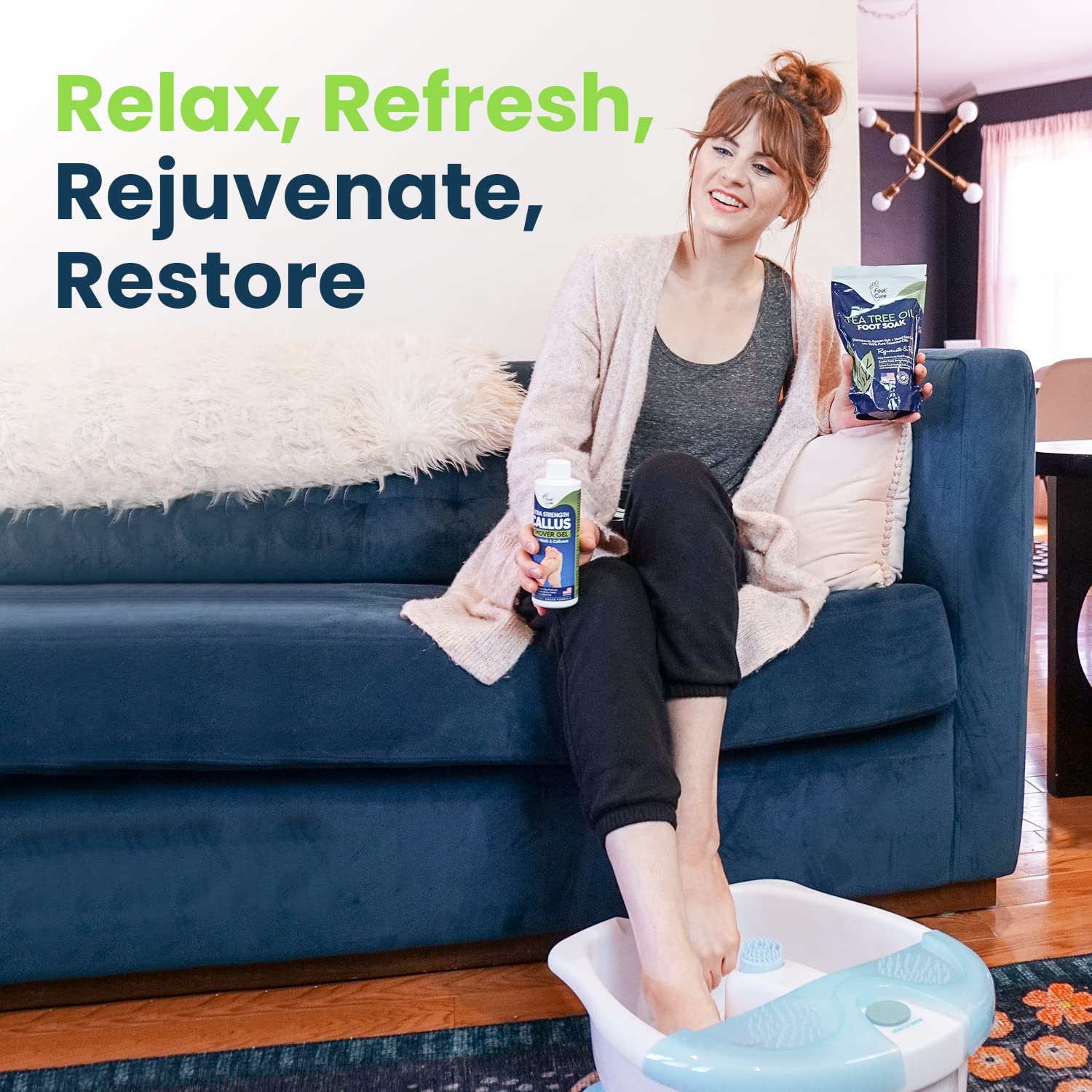 Foot Cure Tea Tree Foot Soak & Callus Remover Gel Kit — Extra Strength Pedicure for Tired Feet