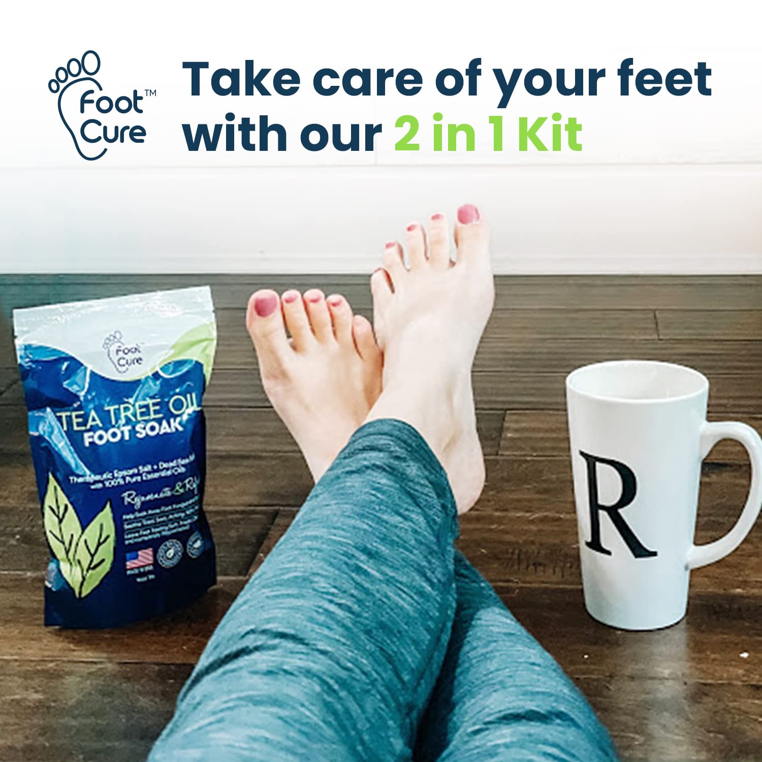 Foot Cure Tea Tree Foot Soak & Callus Remover Gel Kit — Extra Strength Pedicure for Tired Feet
