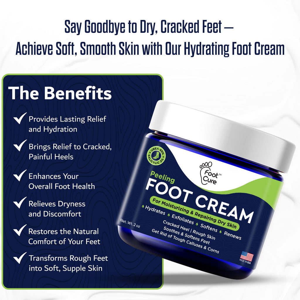 FOOT CURE Tea Tree Oil Foot Cream – Hydrating Foot Care for Dry, Cracked Feet, Heel & Callus Treatment (2 oz)
