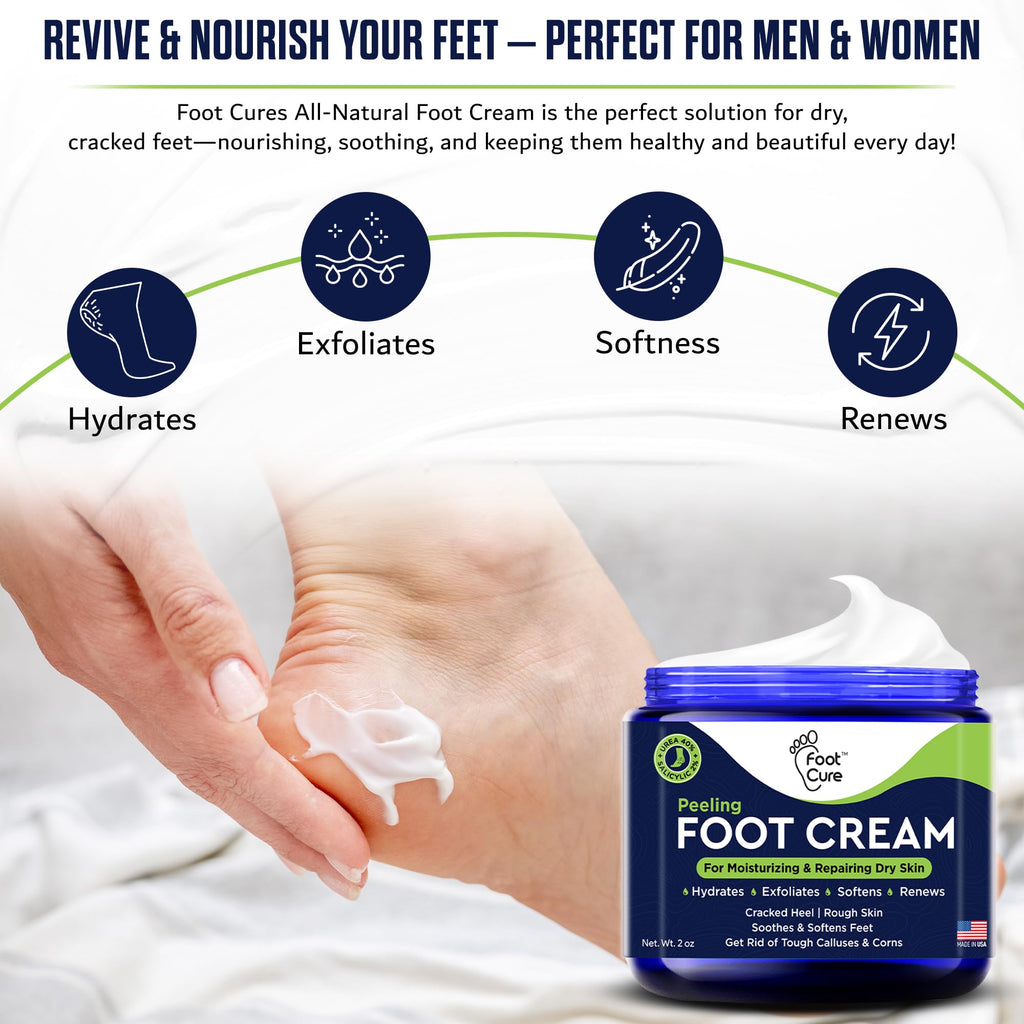 FOOT CURE Tea Tree Oil Foot Cream – Hydrating Foot Care for Dry, Cracked Feet, Heel & Callus Treatment (2 oz)