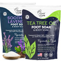 FOOT CURE Tea Tree Oil & Soothing Lavender Foot Soak with Epsom Salt – 16 oz Pack of 2 for Spa Pedicure & Softened Calluses