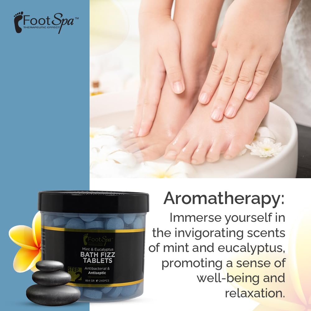 FOOTSPA Bath Fizz Mint & Eucalyptus – Relaxing Aromatherapy, 42 oz