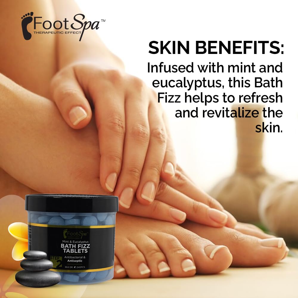FOOTSPA Bath Fizz Mint & Eucalyptus – Relaxing Aromatherapy, 42 oz