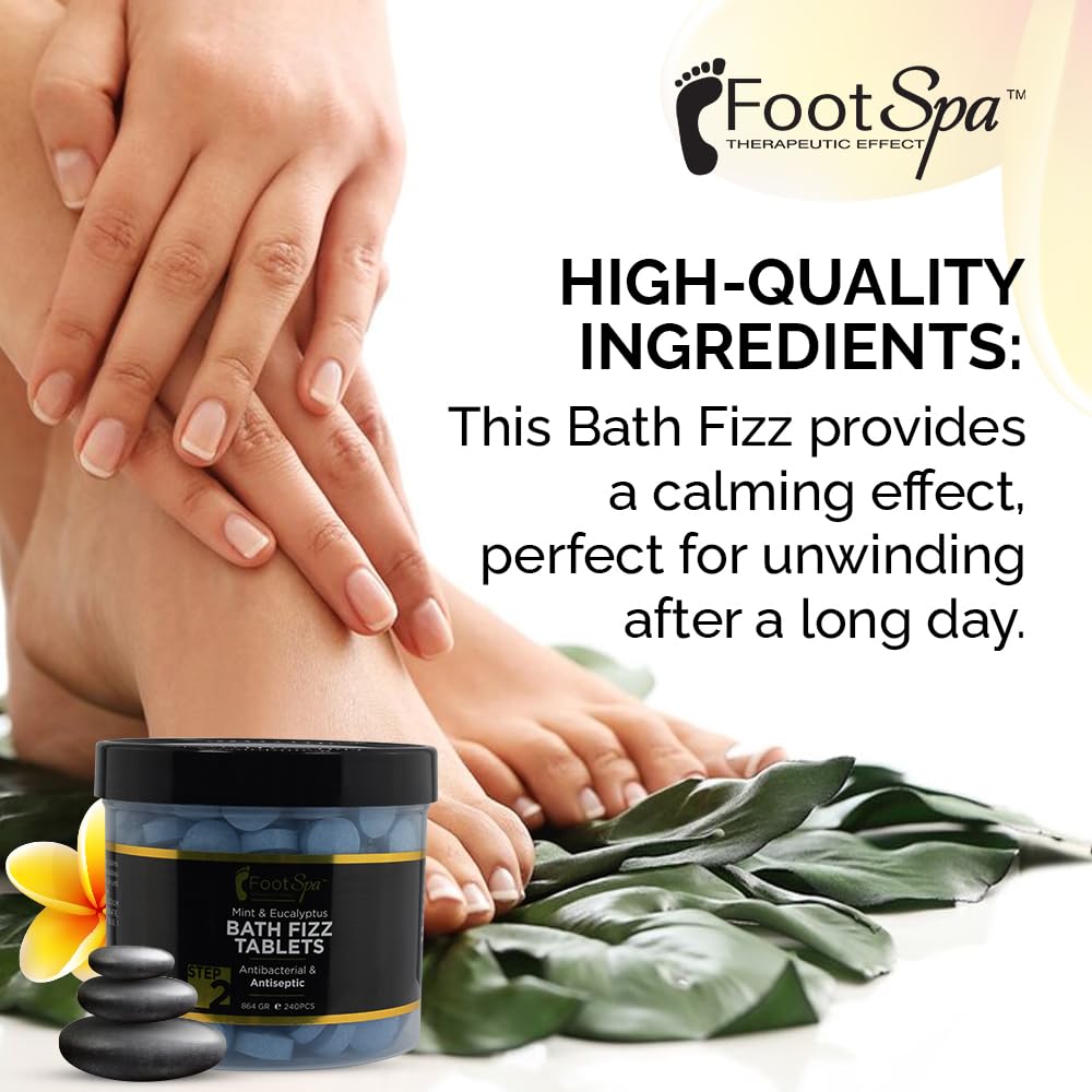 FOOTSPA Bath Fizz Mint & Eucalyptus – Relaxing Aromatherapy, 42 oz