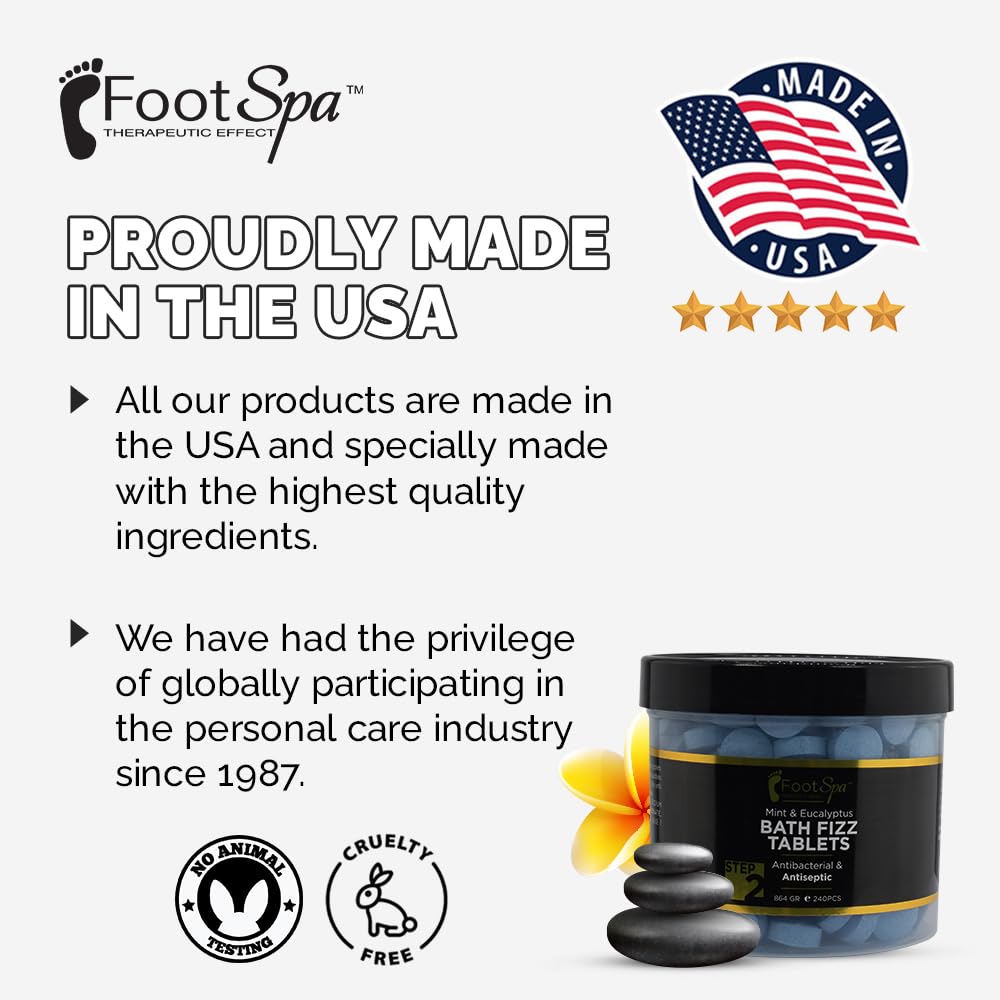 FOOTSPA Bath Fizz Mint & Eucalyptus – Relaxing Aromatherapy, 42 oz