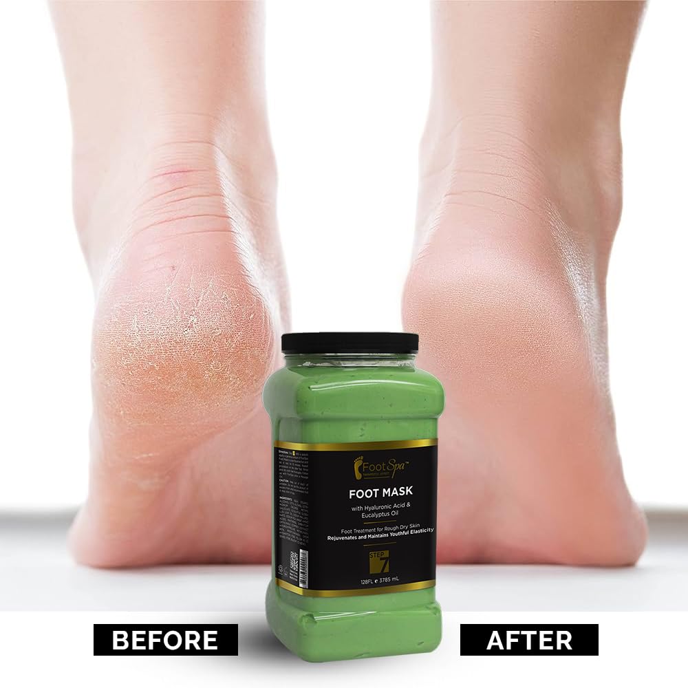 FootSpa Cream Mask for Feet & Body — Hydrating Hyaluronic Acid, Peppermint & Eucalyptus, 128 Oz