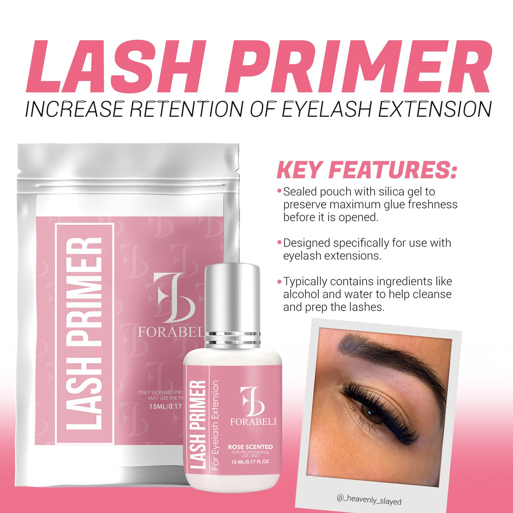 Forabeli Lash Primer for Eyelash Extensions – Maximum Retention & Adhesion Booster | Oil-Free, 15ml