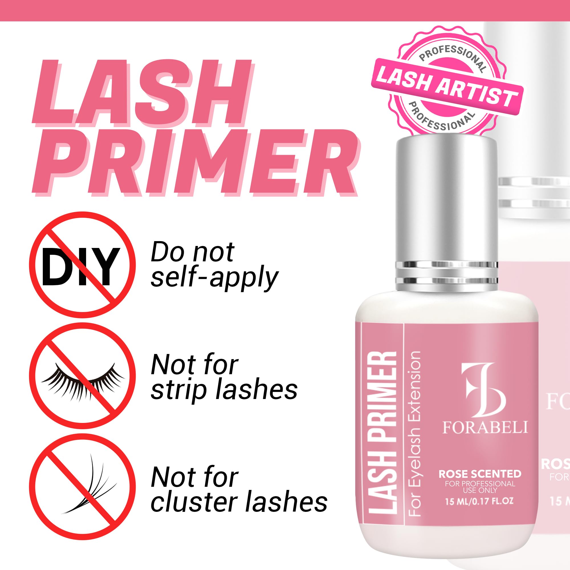Forabeli Lash Primer for Eyelash Extensions – Maximum Retention & Adhesion Booster | Oil-Free, 15ml