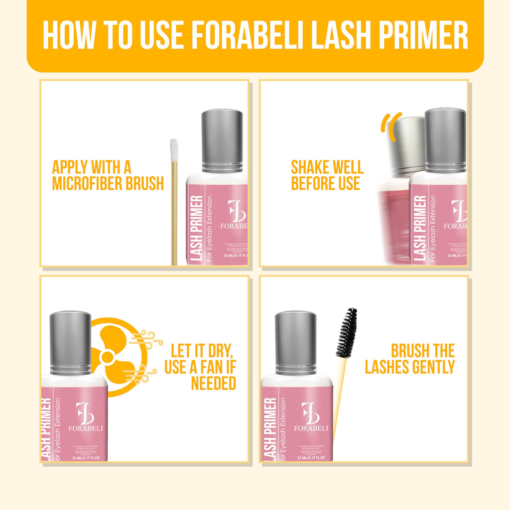 Forabeli Lash Primer for Eyelash Extensions – Maximum Retention & Adhesion Booster | Oil-Free, 15ml