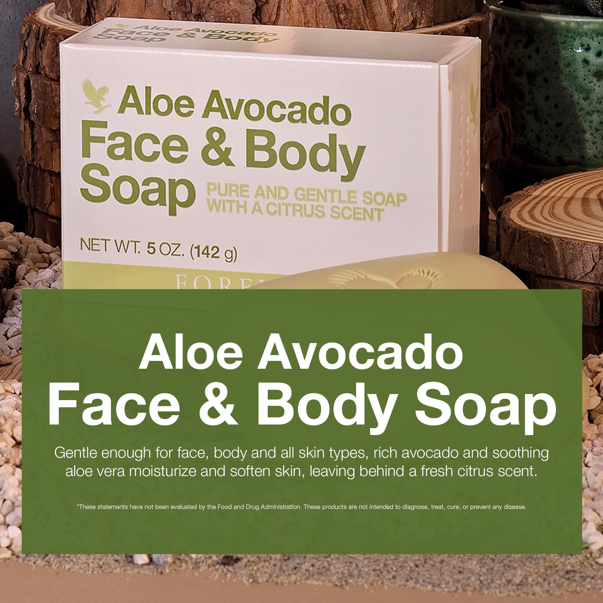 Forever Living Aloe Avocado Face & Body Soap – Gentle Cleansing with Fresh Citrus, Pack of 3