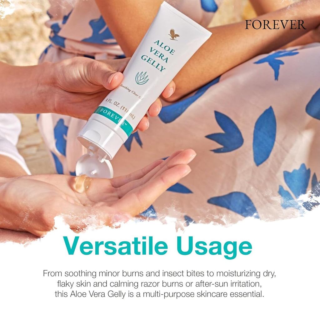 Forever Living Aloe Vera Gelly – Pure Aloe Gel for Skin, Fast-Absorbing & Non-Staining (4 fl oz x2) – Vegan & Gluten-Free