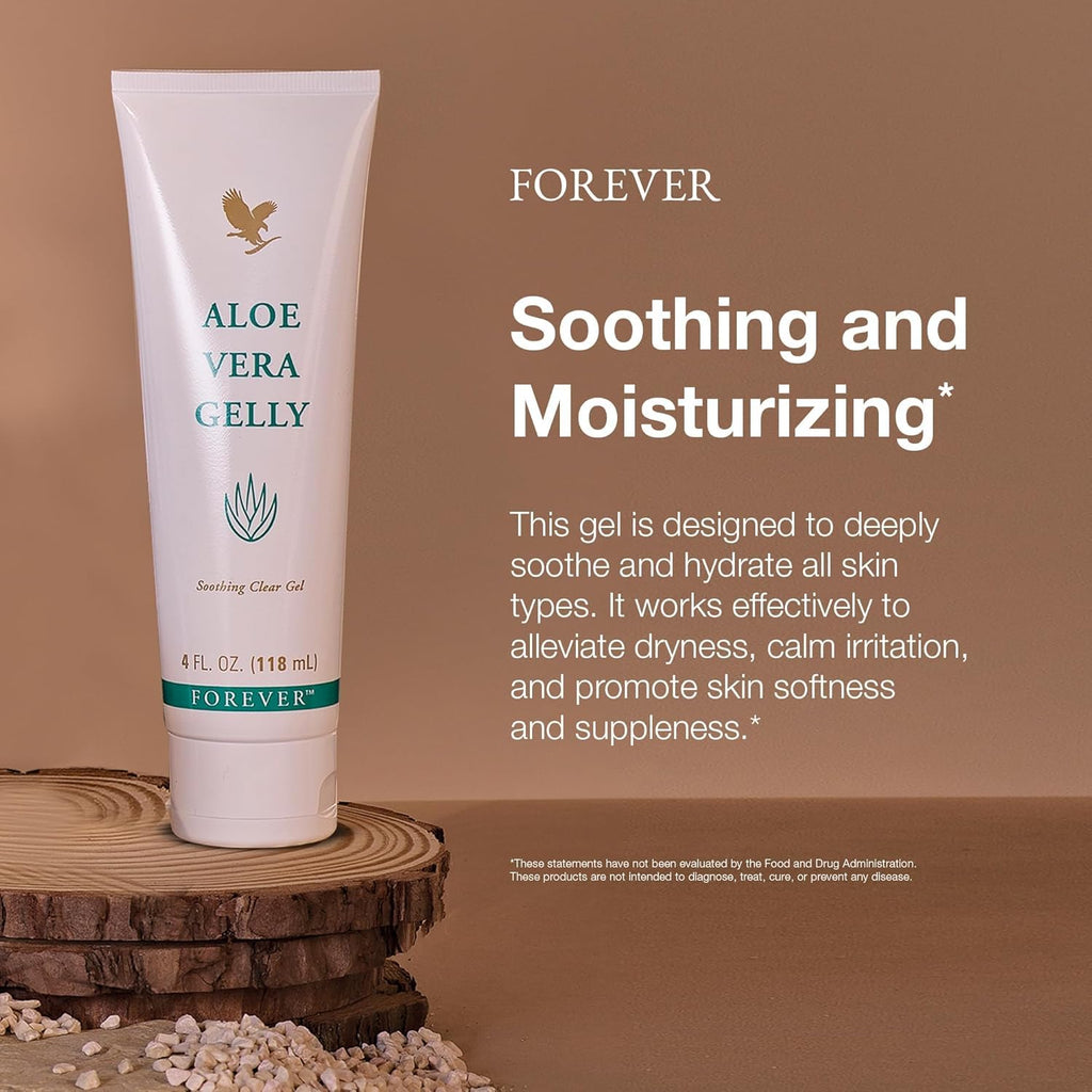 Forever Living Aloe Vera Gelly – Pure Aloe Gel for Skin, Fast-Absorbing & Non-Staining (4 fl oz x2) – Vegan & Gluten-Free