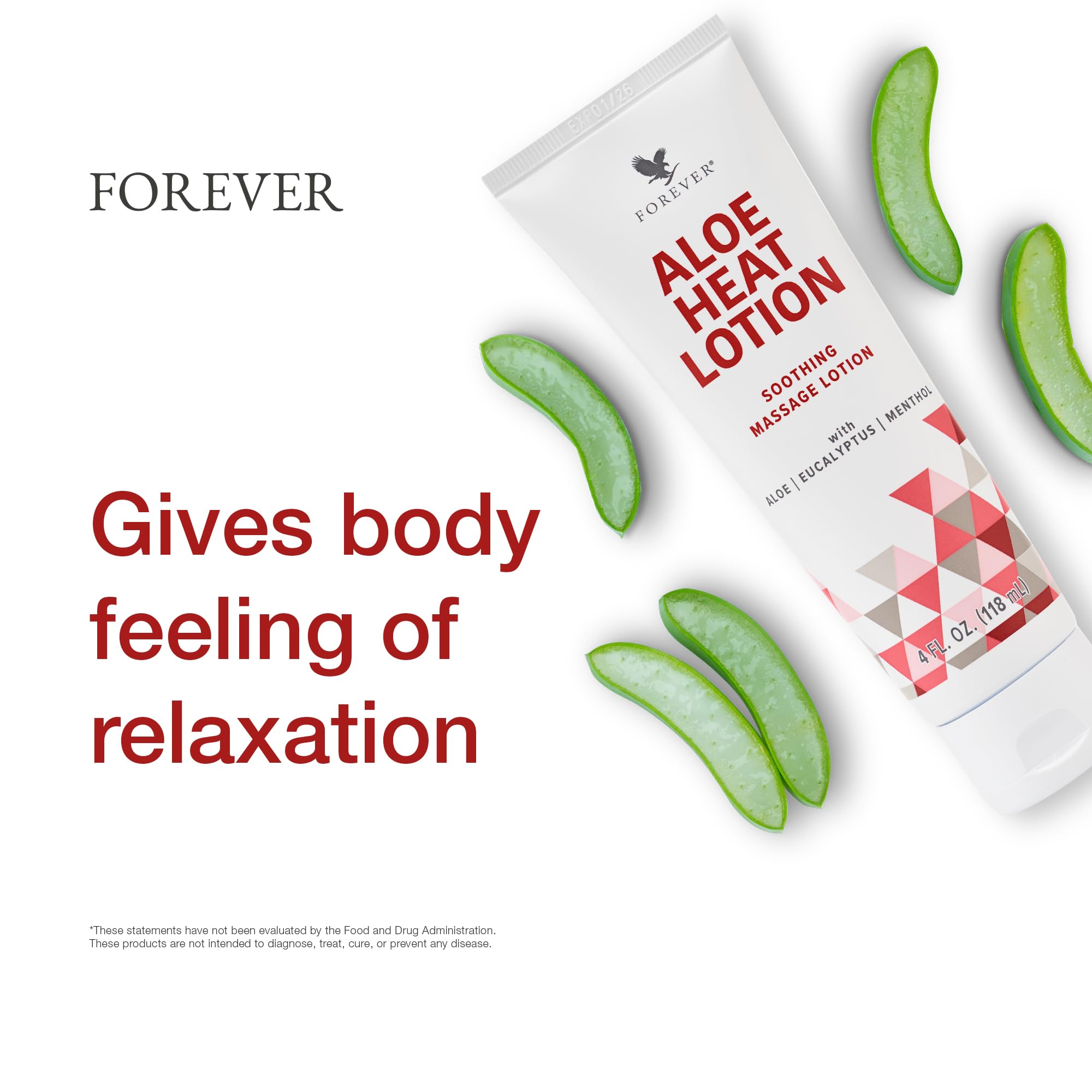 Forever Living Aloe Heat Lotion with Menthol & Eucalyptus – Soothing, Nourishing & Vegan-Friendly (4 fl oz)