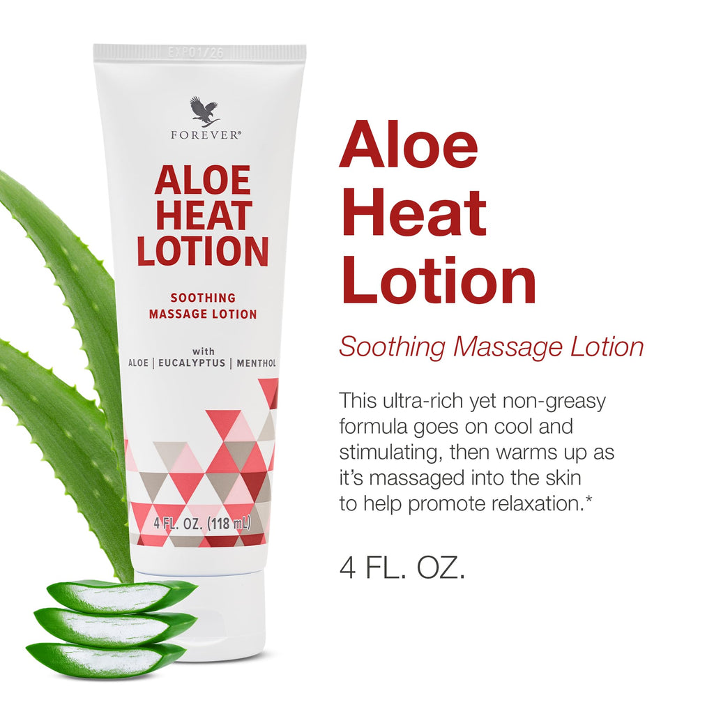 Forever Living Aloe Heat Lotion with Menthol & Eucalyptus – Soothing, Nourishing & Vegan-Friendly (4 fl oz)