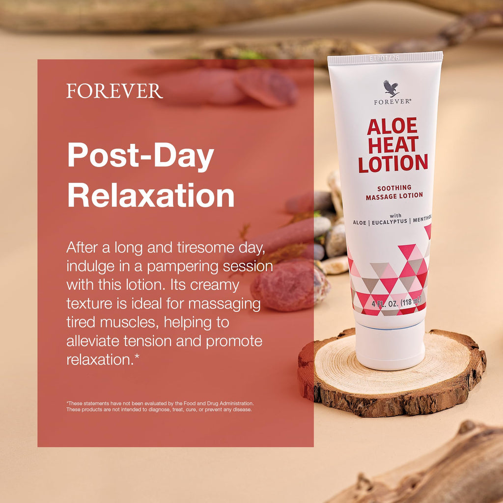 Forever Living Aloe Heat Lotion with Menthol & Eucalyptus – Soothing, Nourishing & Vegan-Friendly (4 fl oz)
