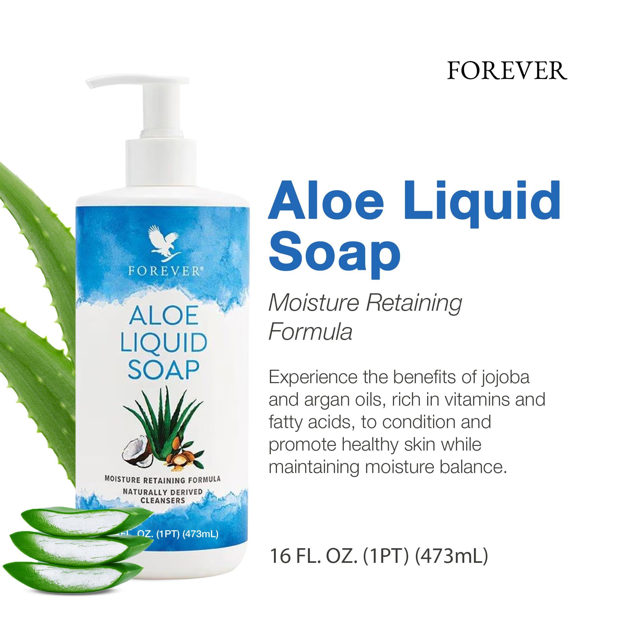 Forever Living Aloe Liquid Soap – Gentle Cleansing with Aloe Vera, Jojoba & Argan Oil | Gluten-Free & Vegan | 16 fl oz x2