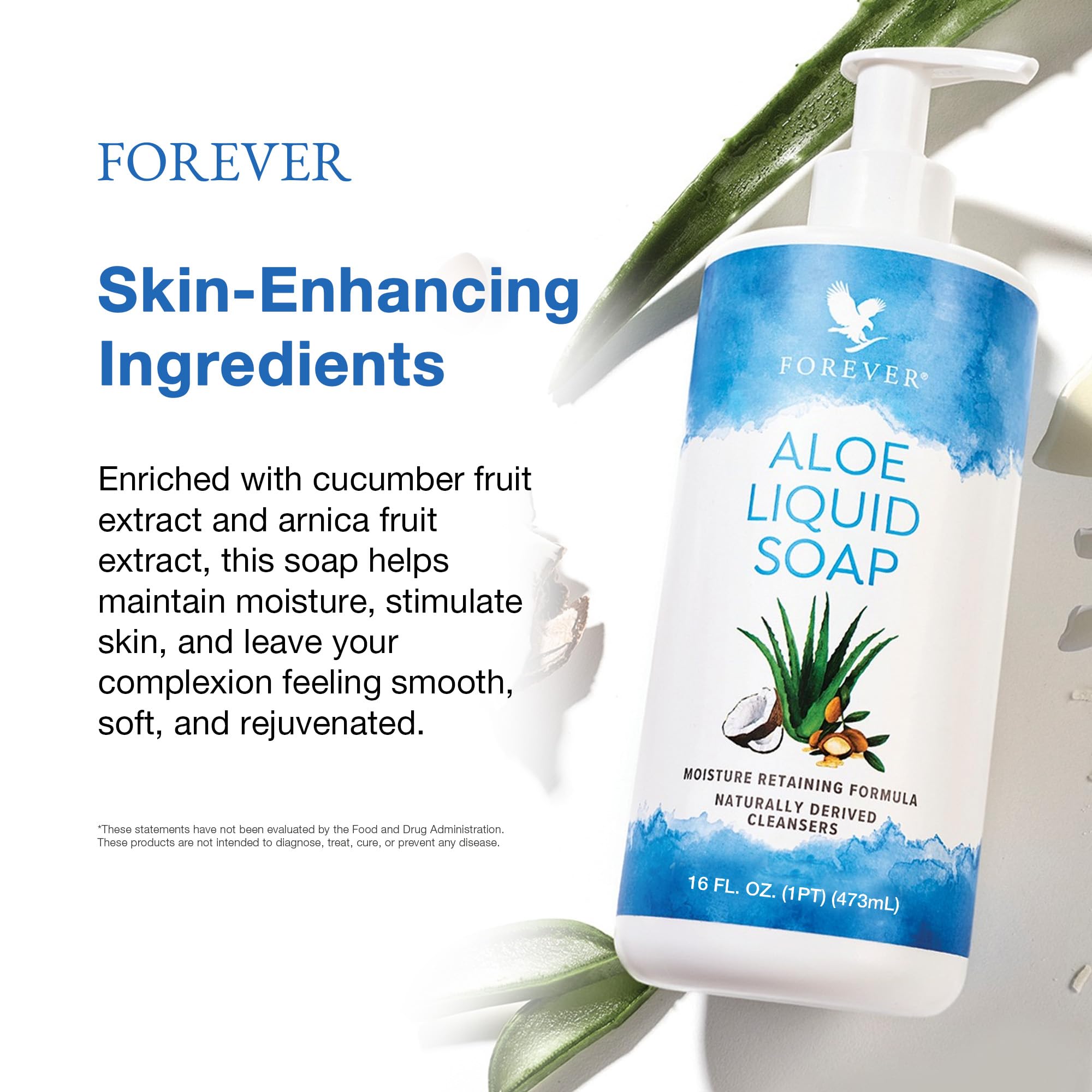 Forever Living Aloe Liquid Soap – Gentle Cleansing with Aloe Vera, Jojoba & Argan Oil | Gluten-Free & Vegan | 16 fl oz x2