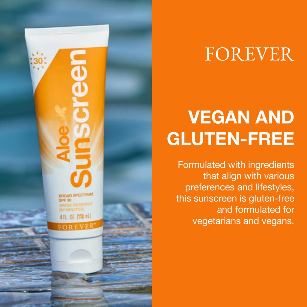 Forever Living Aloe Sunscreen SPF 30 - Water-Resistant Broad Spectrum, 4 fl oz (Pack of 2)