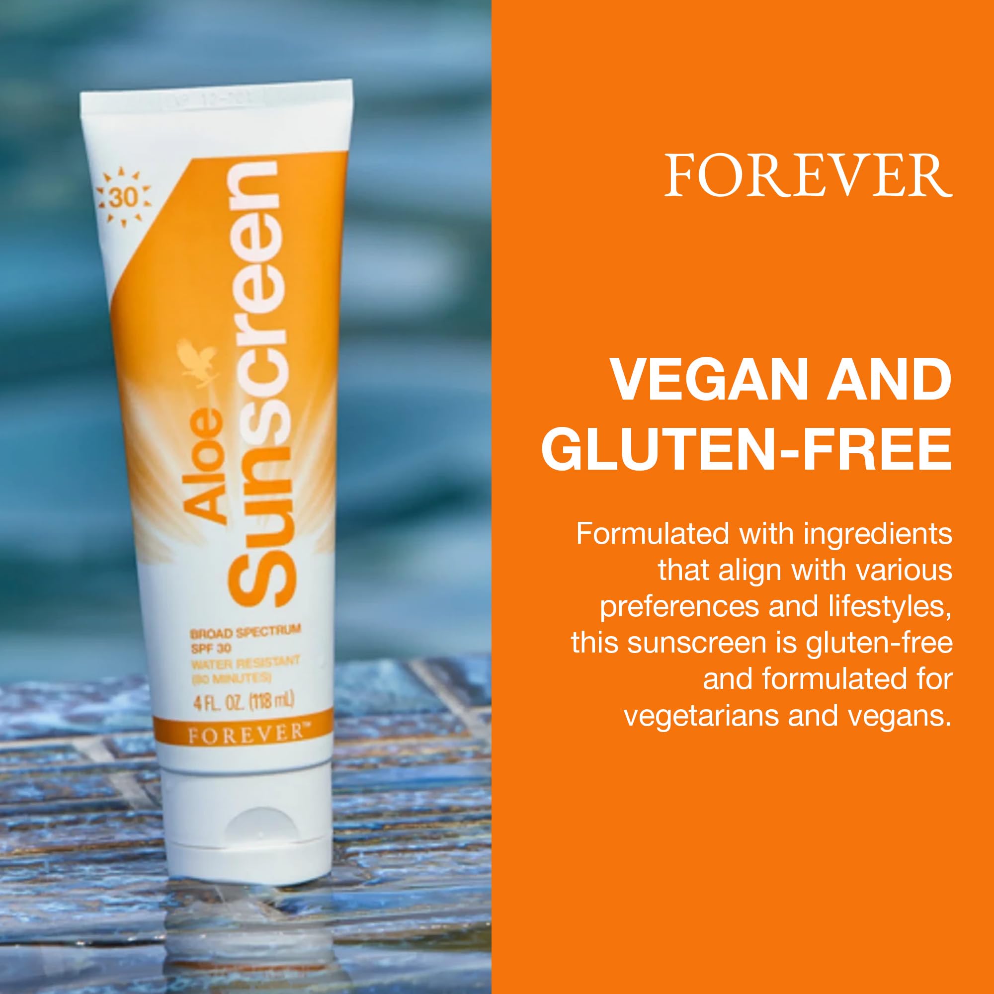 Forever Living Aloe Sunscreen SPF 30 - Water-Resistant Broad Spectrum, 4 fl oz (Pack of 2)