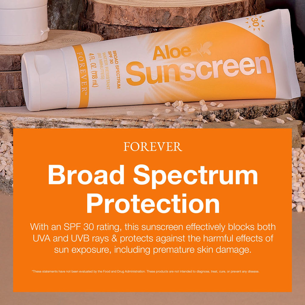Forever Living Aloe Sunscreen SPF 30 - Water-Resistant Broad Spectrum, 4 fl oz (Pack of 2)