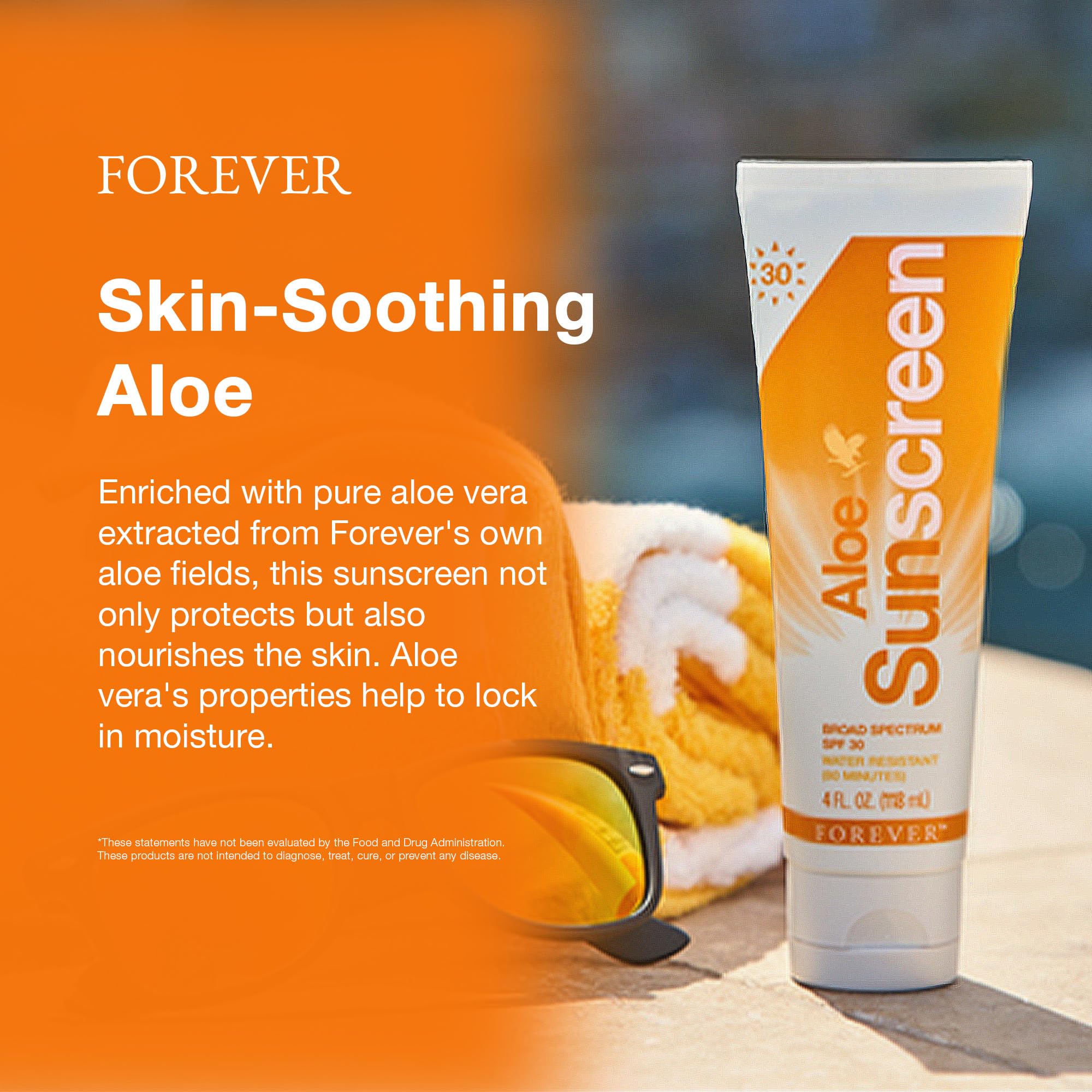 Forever Living Aloe Sunscreen SPF 30 - Water-Resistant Broad Spectrum, 4 fl oz (Pack of 2)