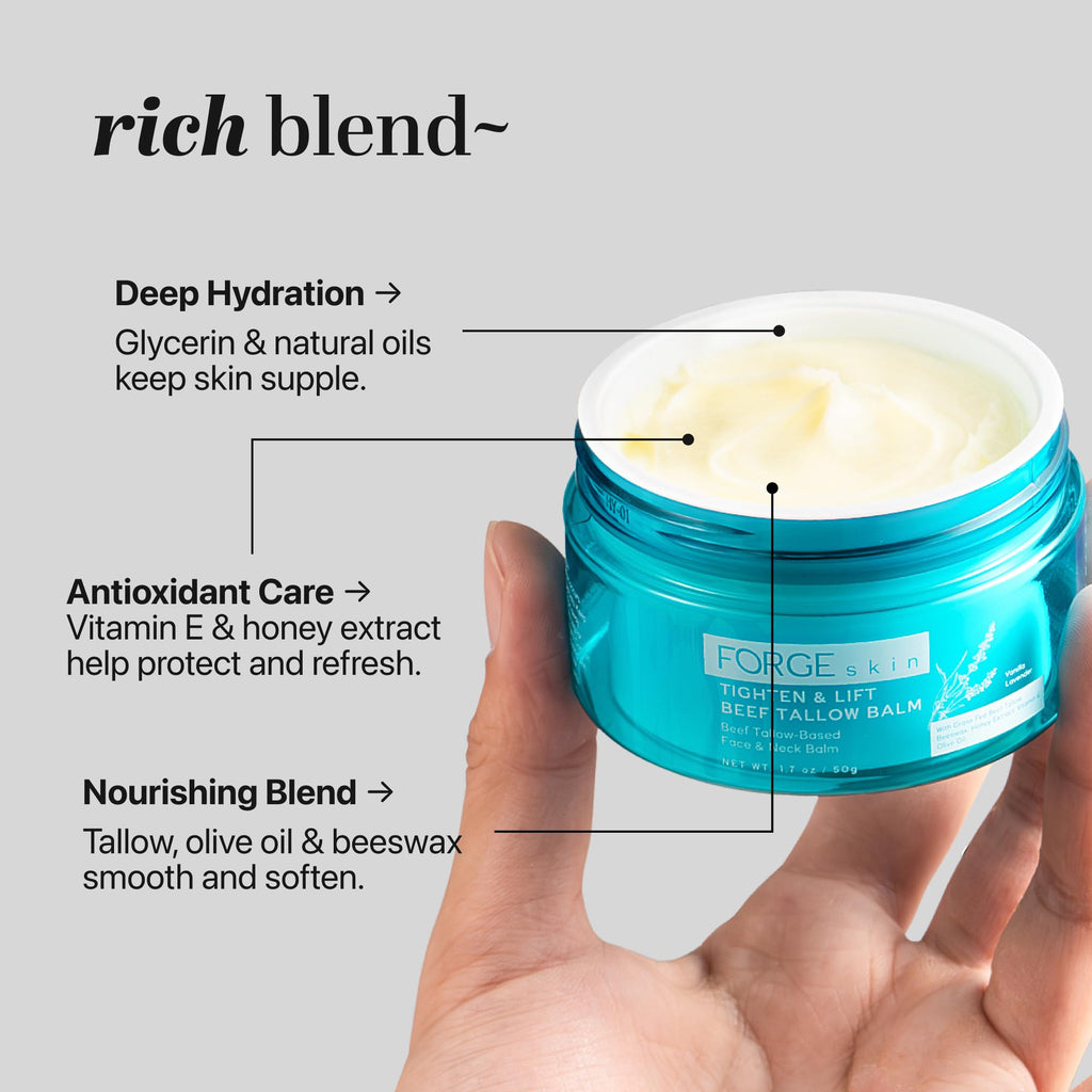 Forge Skin Tighten & Lift Balm for Women – Beef Tallow & Honey Moisturizer (1.7 oz)