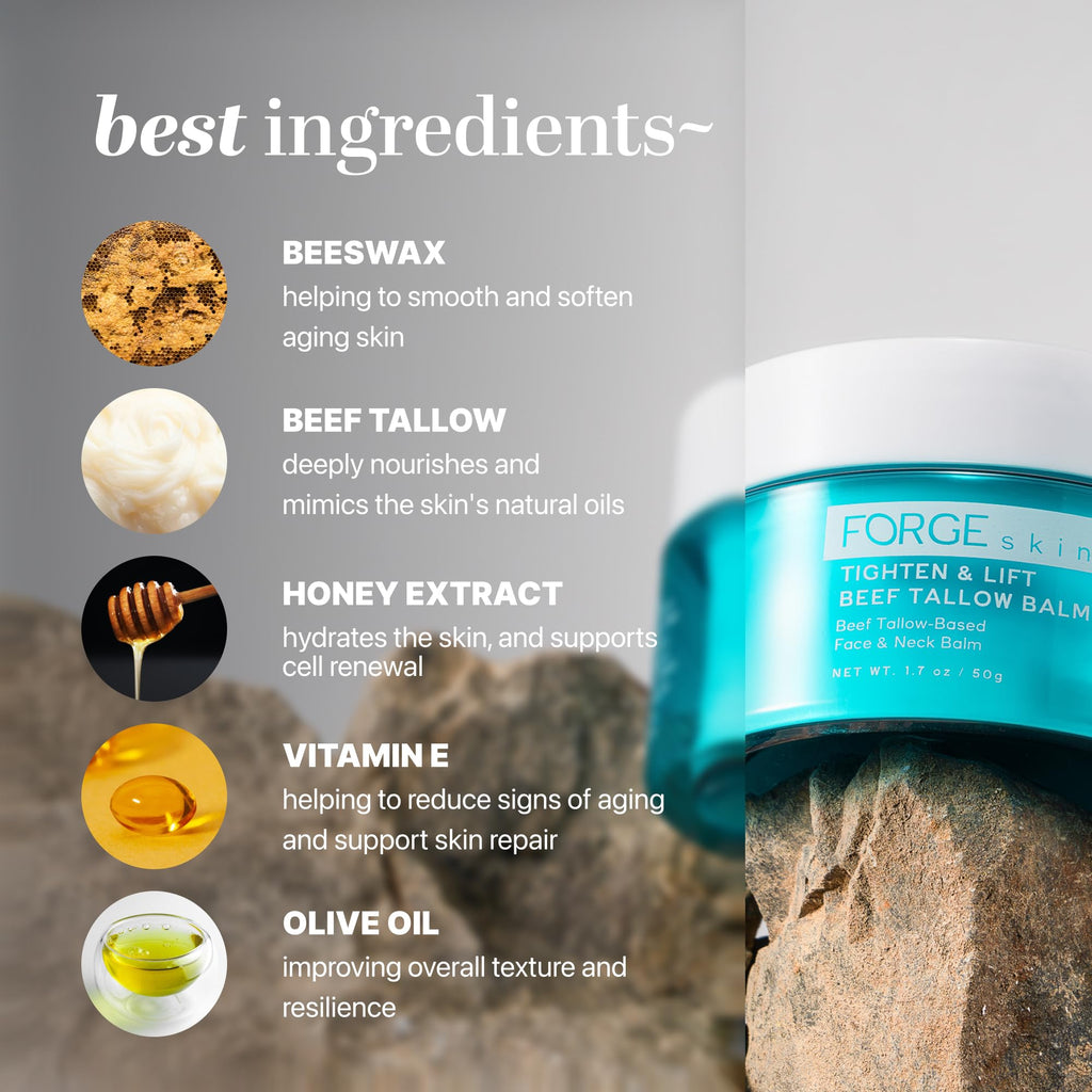 Forge Skin Tighten & Lift Balm for Women – Beef Tallow & Honey Moisturizer (1.7 oz)