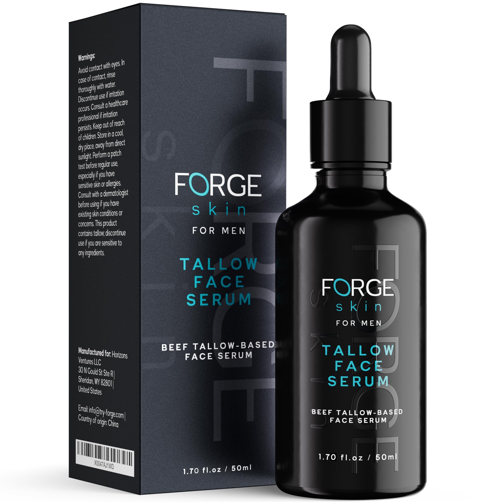 FORGE SKIN Night Beef Tallow Serum for Men – Tallow-Based Facial Serum with Green Tea & Essential Oils (1.7 oz)