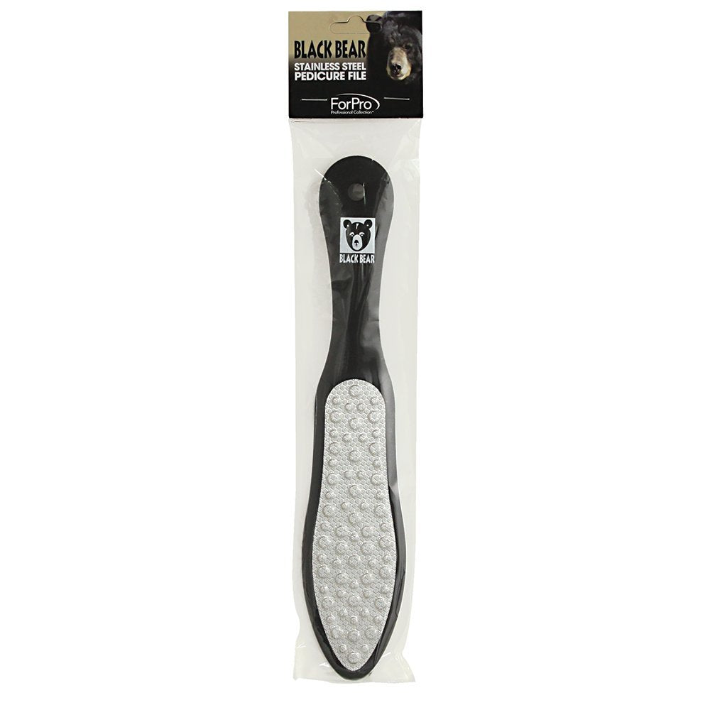 ForPro Black Bear Stainless Steel Pedicure File – Double-Sided Callus Remover, 10.5 in Length
