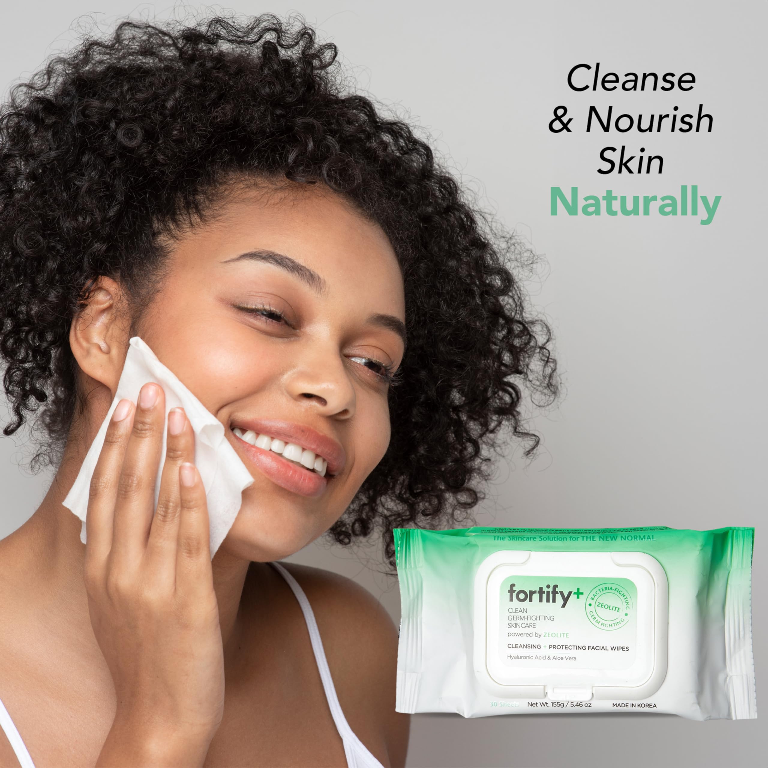 Fortify Skincare Face Cleansing Wipes with Hyaluronic Acid, Aloe Vera & Zeolite (30 Count)