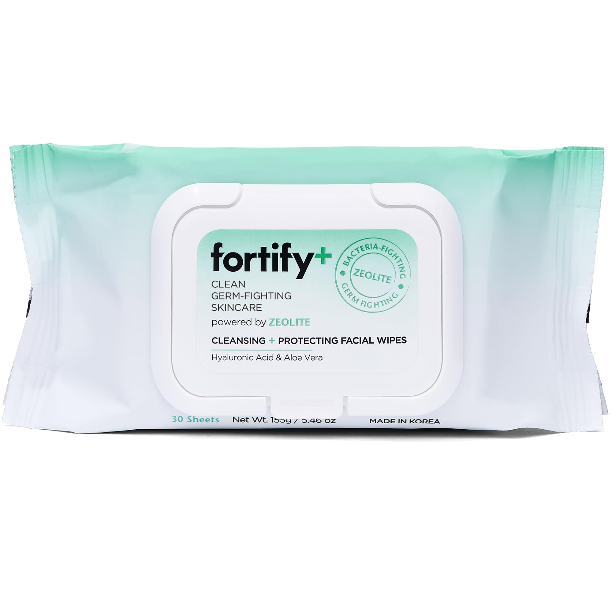 Fortify Skincare Face Cleansing Wipes with Hyaluronic Acid, Aloe Vera & Zeolite (30 Count)