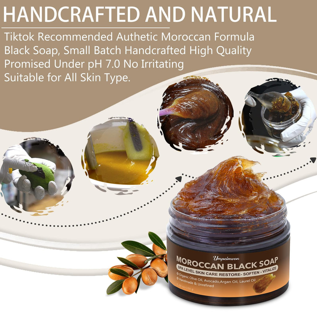 Forvirness 2-Pack Moroccan Black Soap – Handmade Beldi Soap with Laurel Oil & Argan Oils