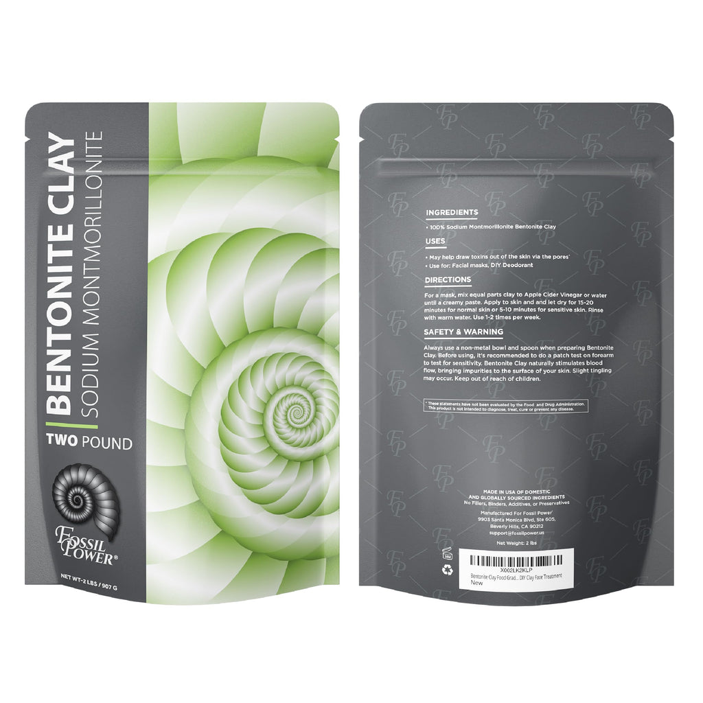 FOSSIL POWER Bentonite Clay Powder 2 lb – Pure, Food Grade DIY Skincare