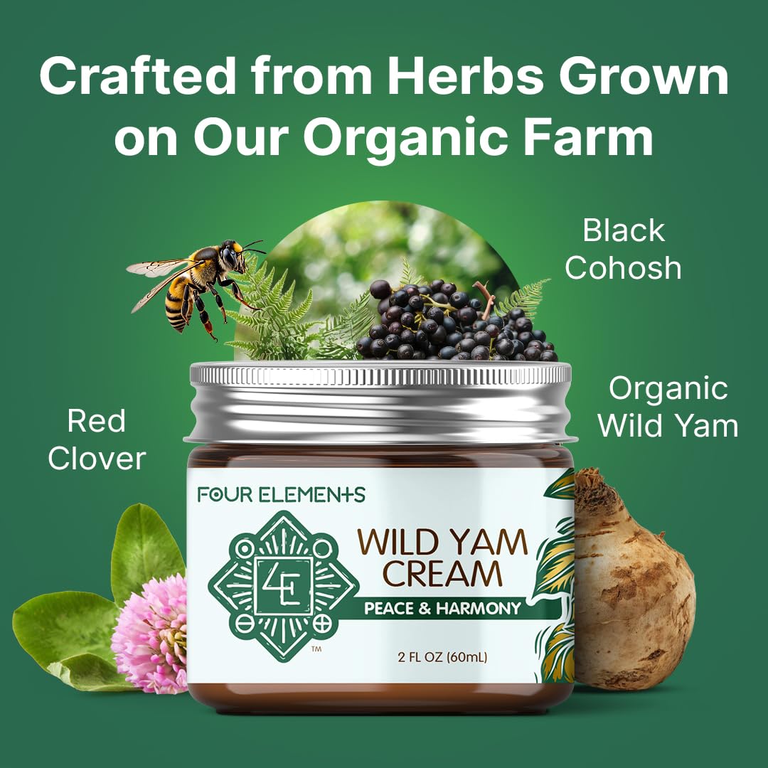 Wild Yam Peace & Harmony Cream | Four Elements 4E – Organic, USA-Made Herbal Balance