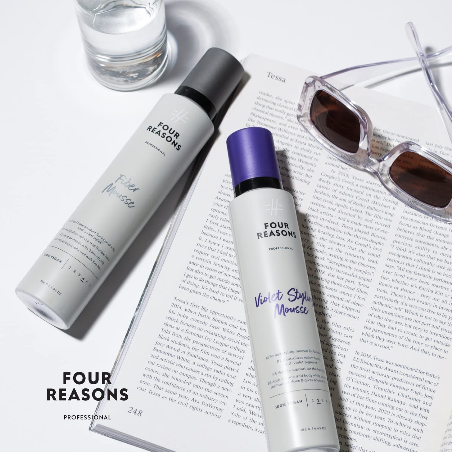 FOUR REASONS Professional Curl Enhancing Mousse – VEGAN, Long-Lasting Hold for Curls, Waves & Straight Hair