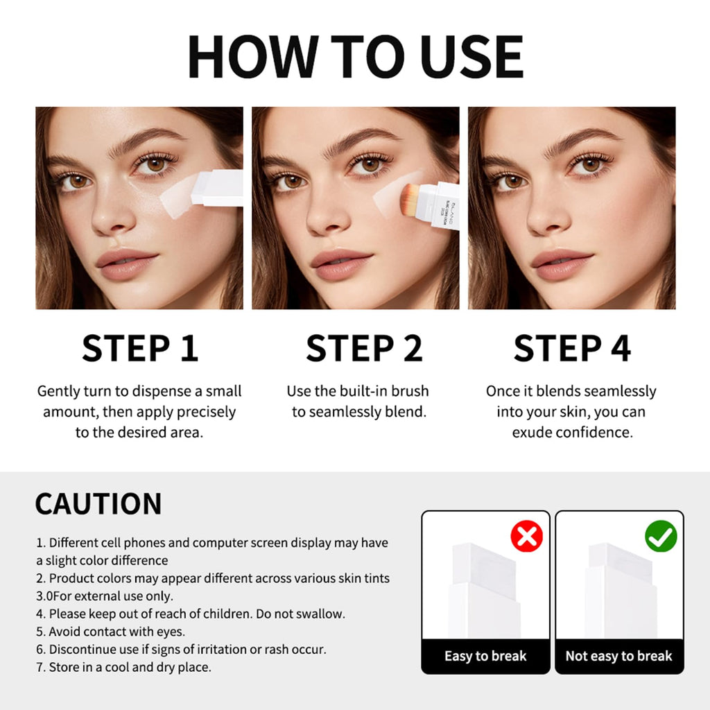 Fovcos Blanc Cover Cream Stick – Color-Changing Foundation with Pore Blur & Hydration
