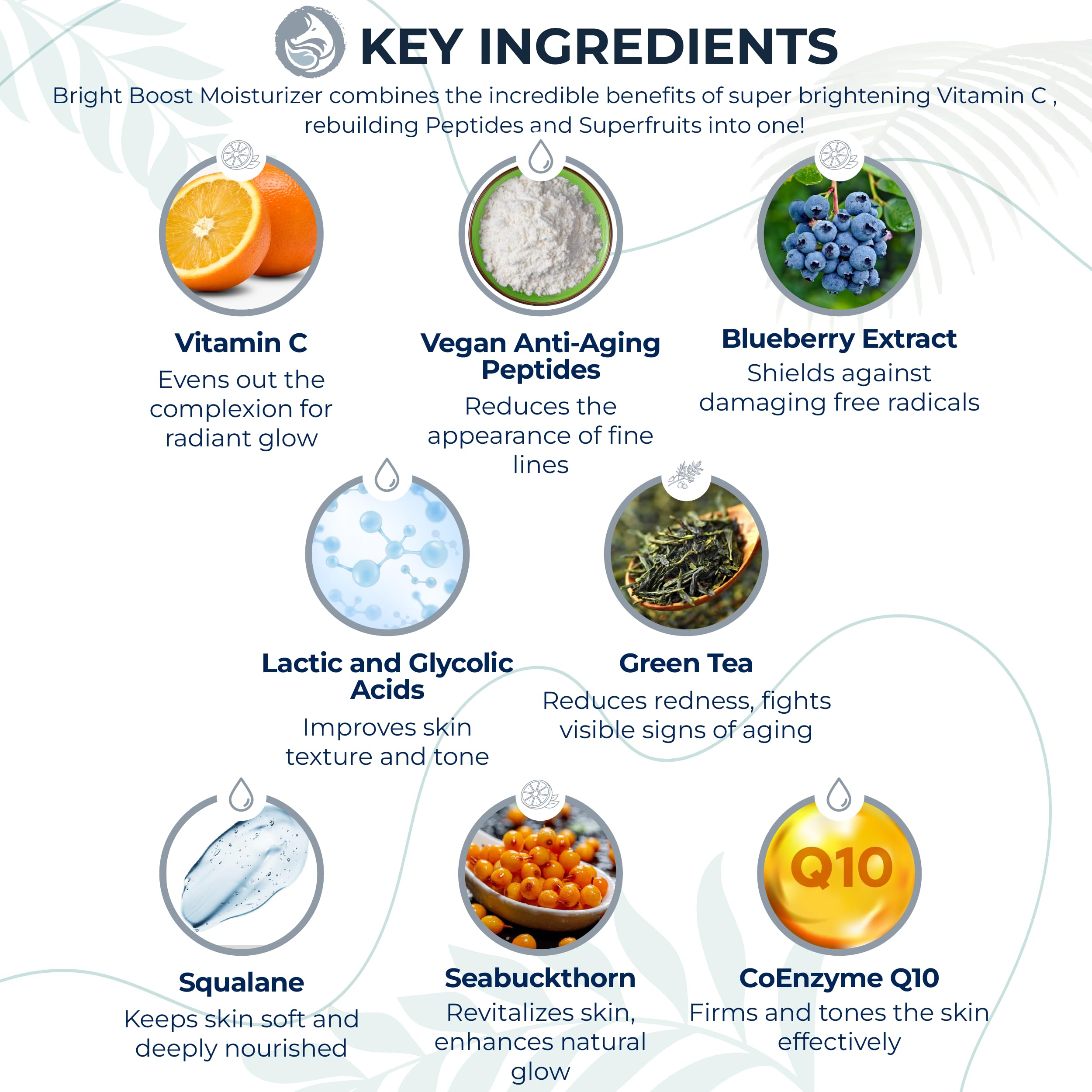 Foxbrim Naturals Bright Boost 7 Superfruits Peptide Moisturizer with Vitamin C | Fragrance-Free, 2oz