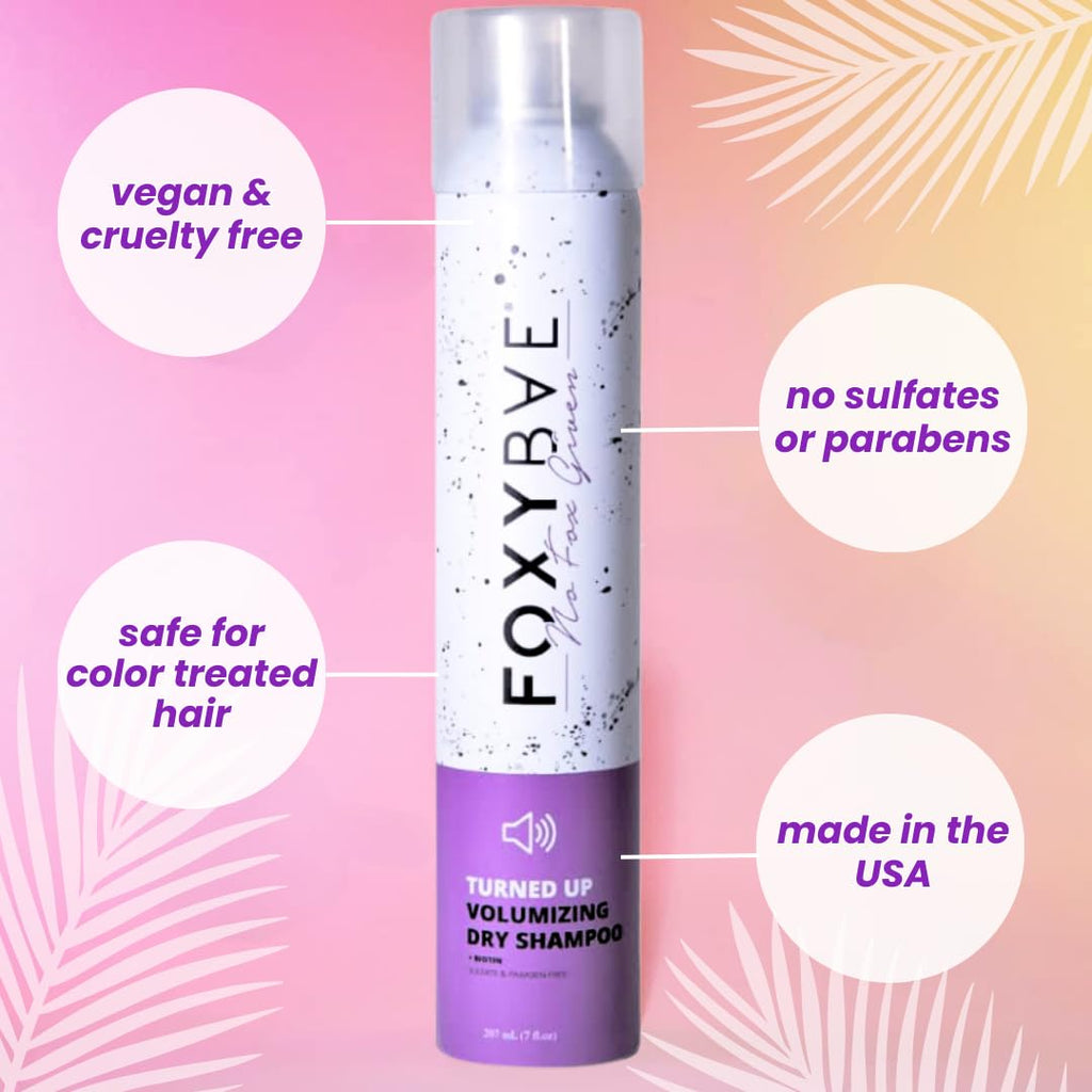 FoxyBae Turned Up Dry Shampoo Spray – Biotin for Hair Growth, Volumizing & Non-Toxic, 7 oz
