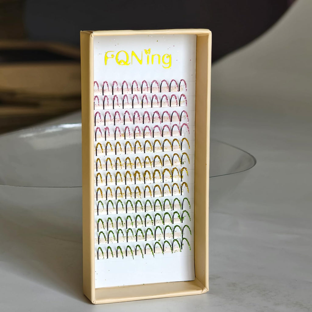 FQNing Glitter Lash Cluster Laser Colored Extensions – 3 Colors B | Professional Lash Supplies