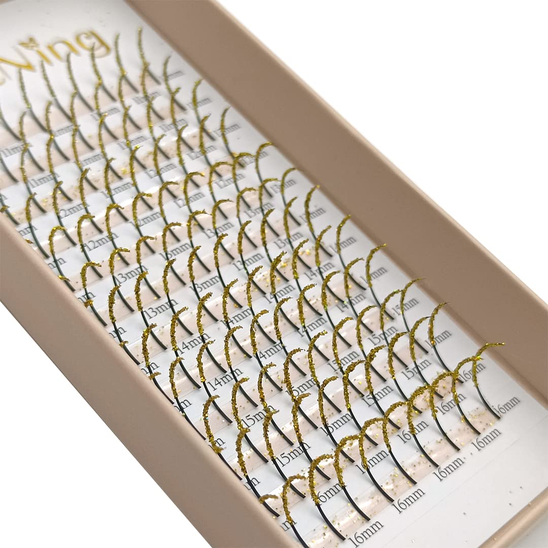 FQNing Glitter Lashes Extensions Golden Spike 11-16mm | 0.20 D Curl