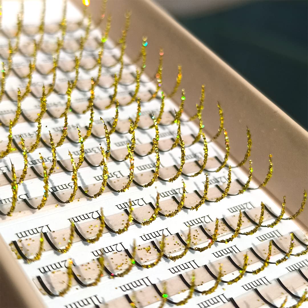 FQNing Glitter Lashes Extensions Golden Spike 11-16mm | 0.20 D Curl