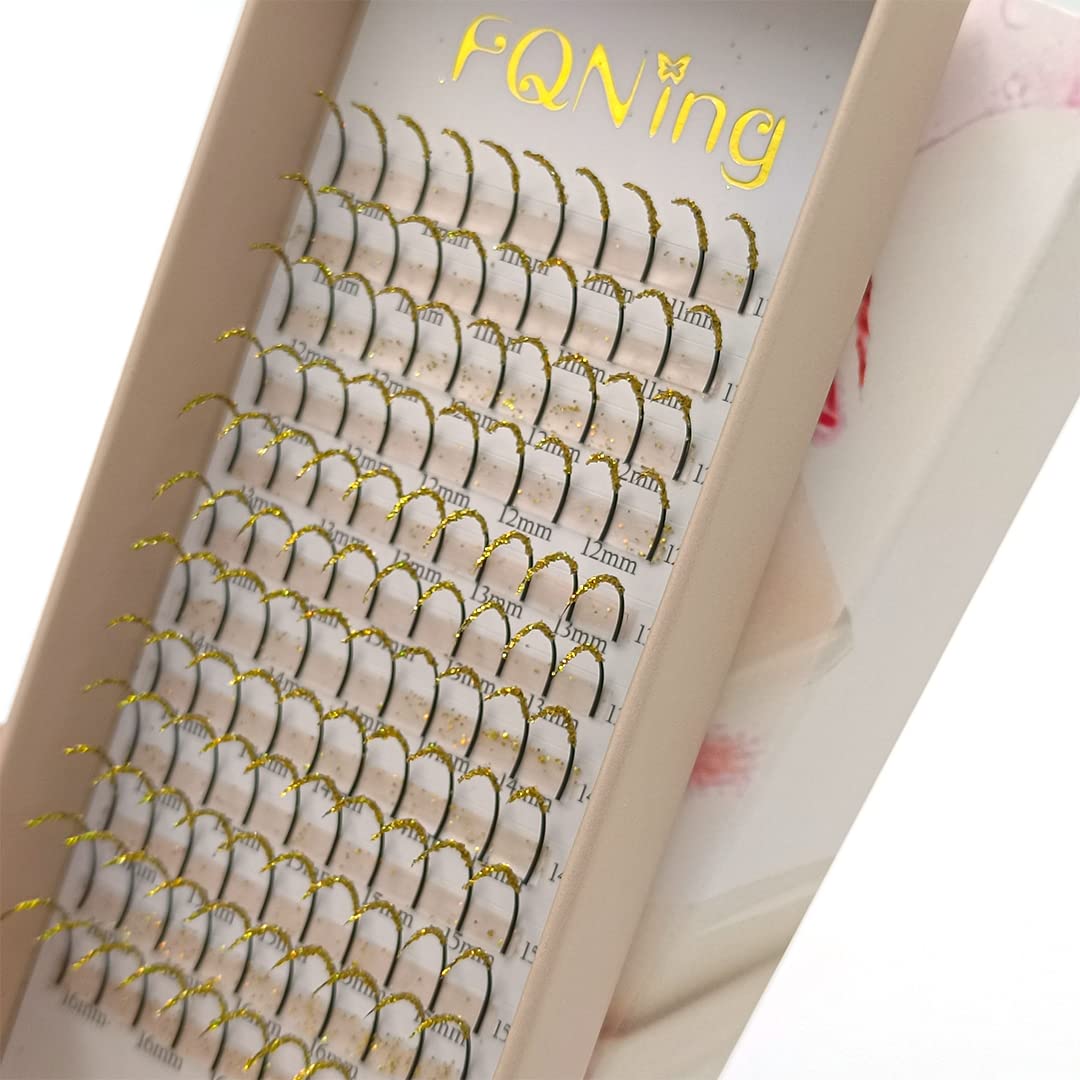 FQNing Glitter Lashes Extensions Golden Spike 11-16mm | 0.20 D Curl