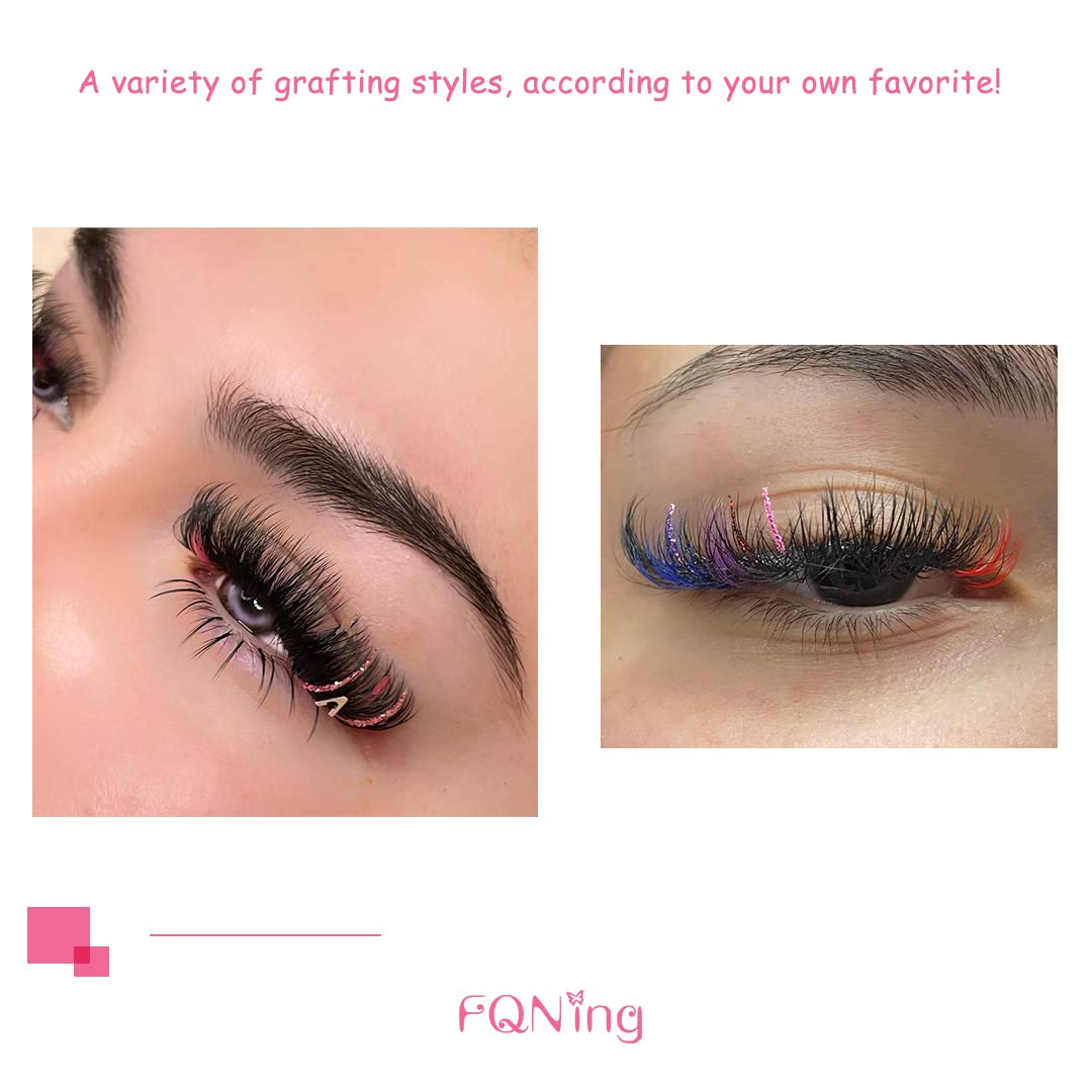 FQNing Glitter Lash Extensions Pink Sparkle Spike – 11-16mm, 0.20D, 120pcs