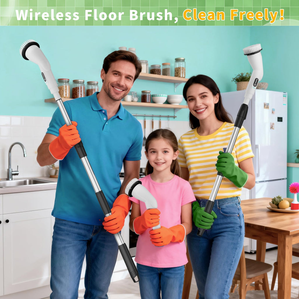Francy Home Electric Spin Scrubber – 8 Heads, 51.2in Extendable Pole, 90 Min Runtime, Type B