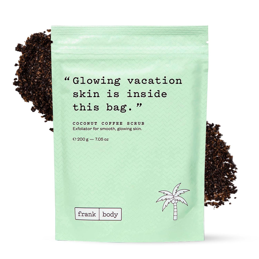 Frank Body Coconut Coffee Scrub | Natural, Vegan, Cruelty-Free Exfoliating Body Scrub with Coffee Grinds, Grapeseed Oil, Coconut Oil, and Jojoba Beads | 7.05 oz / 200 g
