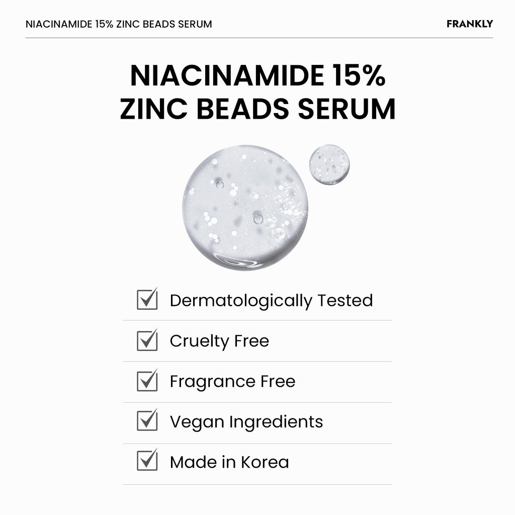 FRANKLY Niacinamide 15% + Zinc Bead Serum | Gentle, Oil-Balancing Skin Support
