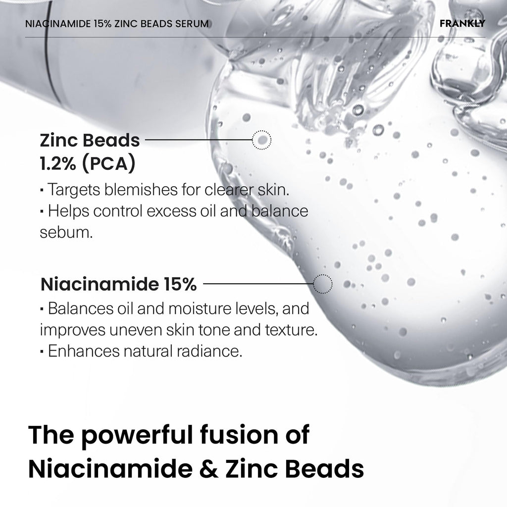 FRANKLY Niacinamide 15% + Zinc Bead Serum | Gentle, Oil-Balancing Skin Support